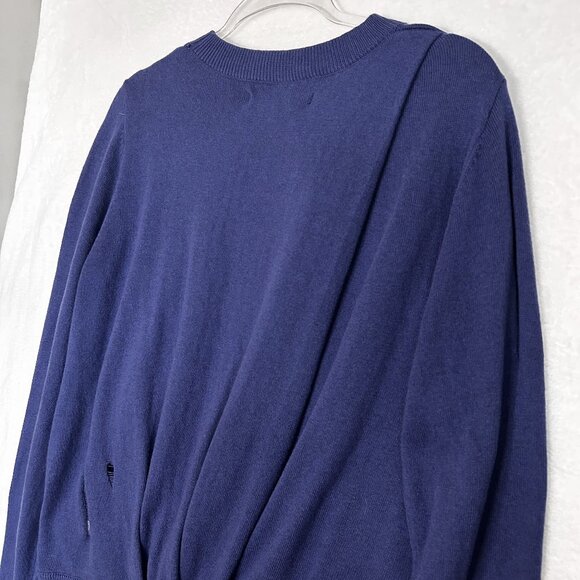 Hudson Sweater Women's Large Blue Distressed Twist Back Cotton-Cashmere Blend LS - Picture 7 of 15
